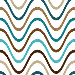 Beachy Wave Thin Stripes // V2 // Turquoise Blue, Caribbean Blue, Ocean Blue, Dark Brown, Chocolate Brown, Caramel Brown, Khaki, White // Medium Scale - 686 DPI