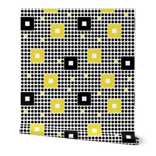 Retro MOD Polka Dots & Squares -  Yellow & Black
