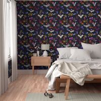 Colorful Owls and Blossoms Pattern