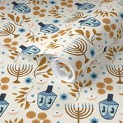 Hanukkah Large// Jewish Holiday, Dreidels, Menorah