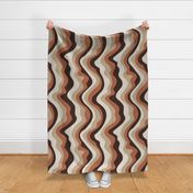 Good Vibrations Groovy Mod Wavy Psychedelic Abstract Stripes in Retro Seventies Colours Coffee Brown Beige Cream Neutrals Rust - LARGE Scale - UnBlink Studio by Jackie Tahara