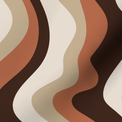 Good Vibrations Groovy Mod Wavy Psychedelic Abstract Stripes in Retro Seventies Colours Coffee Brown Beige Cream Neutrals Rust - MEDIUM Scale - UnBlink Studio by Jackie Tahara