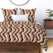 Good Vibrations Groovy Mod Wavy Psychedelic Abstract Stripes in Retro Seventies Colours Coffee Brown Beige Cream Neutrals Rust - MEDIUM Scale - UnBlink Studio by Jackie Tahara