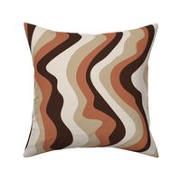 Good Vibrations Groovy Mod Wavy Psychedelic Abstract Stripes in Retro Seventies Colours Coffee Brown Beige Cream Neutrals Rust - MEDIUM Scale - UnBlink Studio by Jackie Tahara