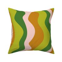 Good Vibrations Groovy Mod Wavy Psychedelic Abstract Stripes in Lush Retro Seventies Colours Green Pink Copper - LARGE Scale - UnBlink Studio by Jackie Tahara