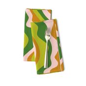 Good Vibrations Groovy Mod Wavy Psychedelic Abstract Stripes in Lush Retro Seventies Colours Green Pink Copper - MEDIUM Scale - UnBlink Studio by Jackie Tahara