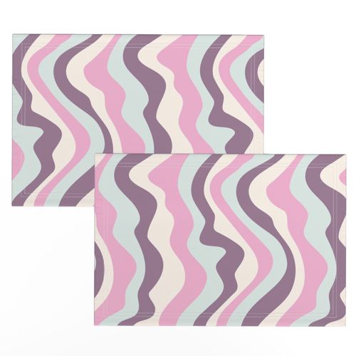 Good Vibrations Groovy Mod Wavy Psychedelic Abstract Stripes in Cool Retro Colours Orchid Pink Plum Light Mint White - MEDIUM Scale - UnBlink Studio by Jackie Tahara