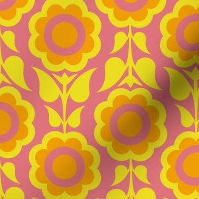 Far Out Flowers - Mid Century Modern Floral - Optimism Color Palette - LARGE