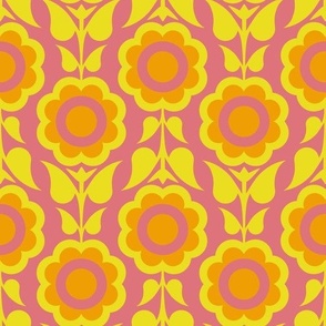 Far Out Flowers - Mid Century Modern Floral - Optimism Color Palette