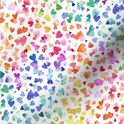 Watercolor Hearts Kitsch valentines Multicolored small 45 rotated