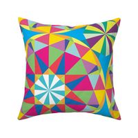 Kaleidoscope Circles - pink, blue and yellow - large