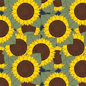yellow sunflower repeat 2 navy background