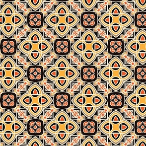 Geometric Mosaic Tiles, Med Scale - Black, Yellow, Red
