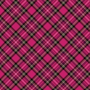 ★ HOT PINK TARTAN XS (BIAS) ★ Royal Stewart inspired / Extra Small Scale, Diagonal / Collection : Plaid ’s not dead – Classic Punk Prints