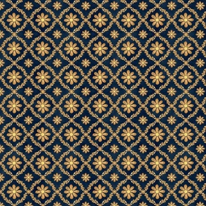 Golden Daisy Design- navy background, small scale