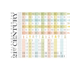 21st Century Perpetual Calendar Tea Towel & Wall Hanging (MidMod) 2023-2100