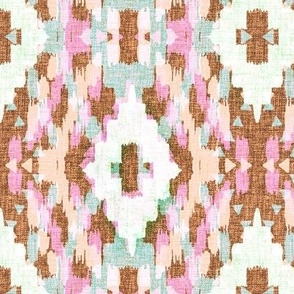 leila ikat meadow rust mint pink MEDIUM