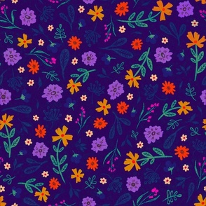 Ditsy Blossoms (citrus punch on violet)