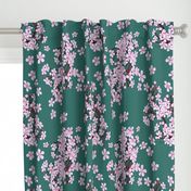 Plum Blossom Time - teal green 