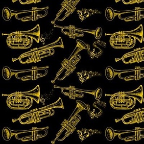 Trumpets (Gold Trumpets w/Black Background)