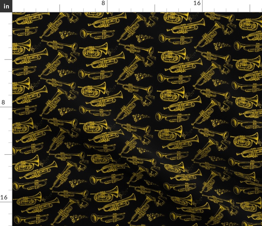 Trumpets (Gold Trumpets w/Black Background)