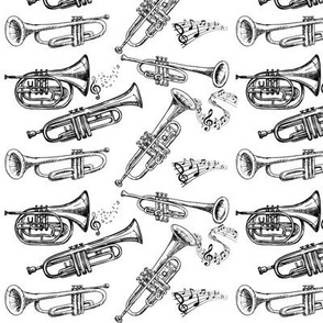 Trumpets (Black Trumpets with White Background)