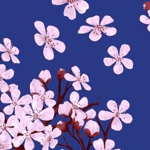 Plum Blossom Time - Navy background