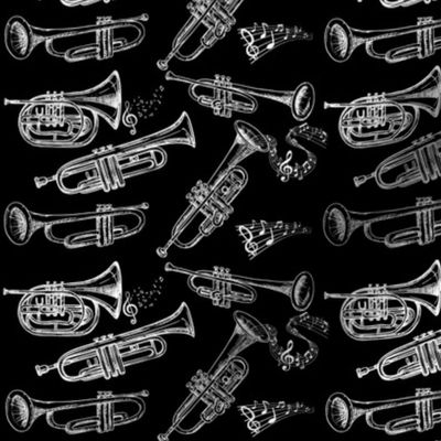 Trumpets (White Trumpets w/Black Background)