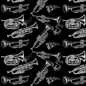 Trumpets (White Trumpets w/Black Background)