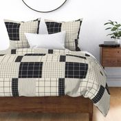 Charcoal and Off White Modern Grid Patchwork