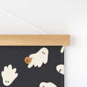 Trick or Treat Halloween Ghosts Charcoal Black