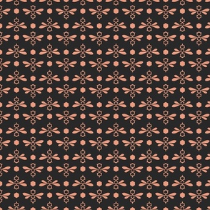 GEOMETRIC BEES PATTERN_ROSE GOLD ON DARK GREY