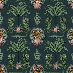 Maximalist Jungle in Emerald and Pink