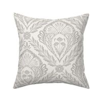 Lacy Floral Damask | Large Scale | Gray