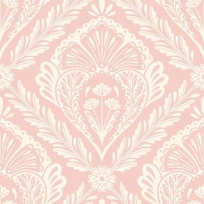 Lacy Floral Damask | Large Scale | Blush & Cream