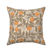 Art Nouveau Oranges Neutral Summer Medium Scale