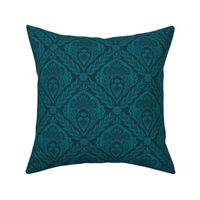 Lacy Floral Damask | Regular Scale | Teal & Navy