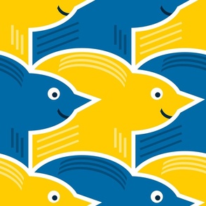 Happy-Escher-Style-Birds---M---blue-yellow---MEDIUM