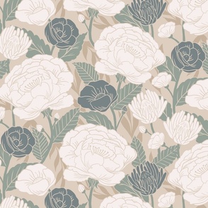 Spring Garden on Taupe Medium-Large