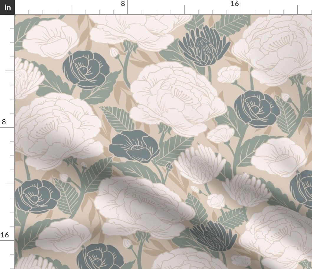 Spring Garden on Taupe Medium-Large