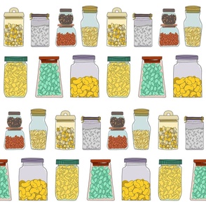Dry food in glass jars 