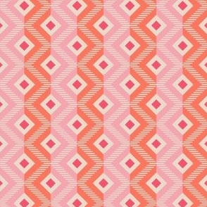 Diamond Stripe Geo | Small Scale | Maximal Pink and Orange