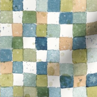 Watercolor checkerboard - spatter Muted