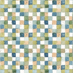 Watercolor checkerboard - spatter Muted