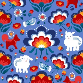 Sheep and Dogs Maximalist Folk Blue