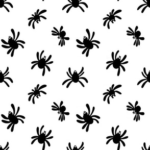 Halloween, Black Spiders on White Background