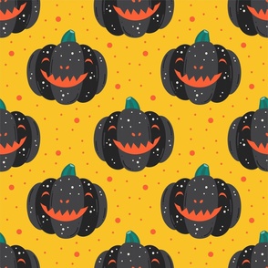 Halloween, Black Orange Yellow, Pumpkins, Jack-O-Lanterns