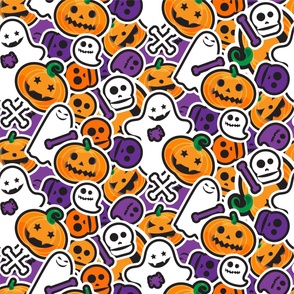 Halloween, Cute and Spooky, Sticker Effect, Purple, Orange, White