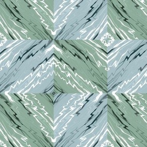 Slanted Marble Checkerboard in Sage Green and Blue Gray