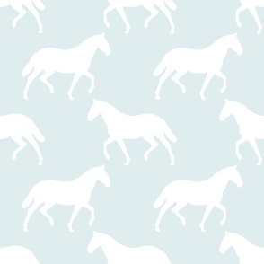 Subtle Horse Trotting Silhouette on Duck Egg Blue by Brittanylane